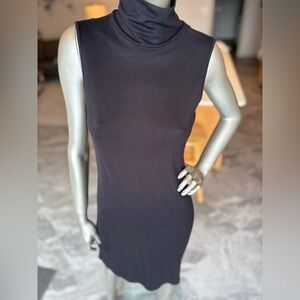 Stretchy Black Pullover Dress High Neck Sleeveless